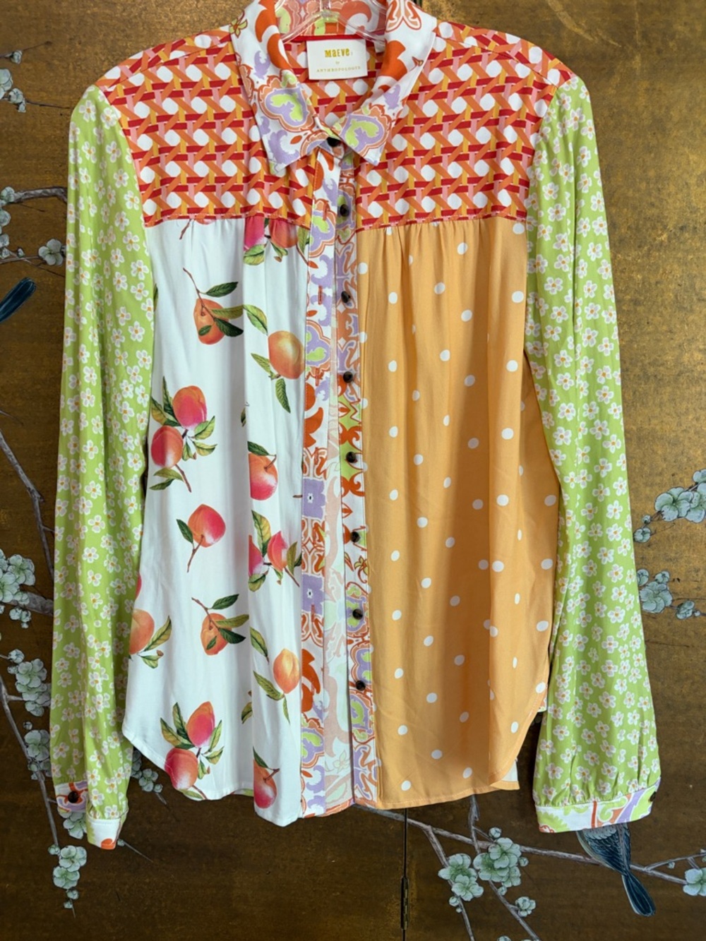 Maeve by Anthropologie button down top. Citrus, old money, preppy, artsy. Size S